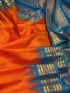 Orange Gadwal Handloom Pure Silk Saree - Luxurion World