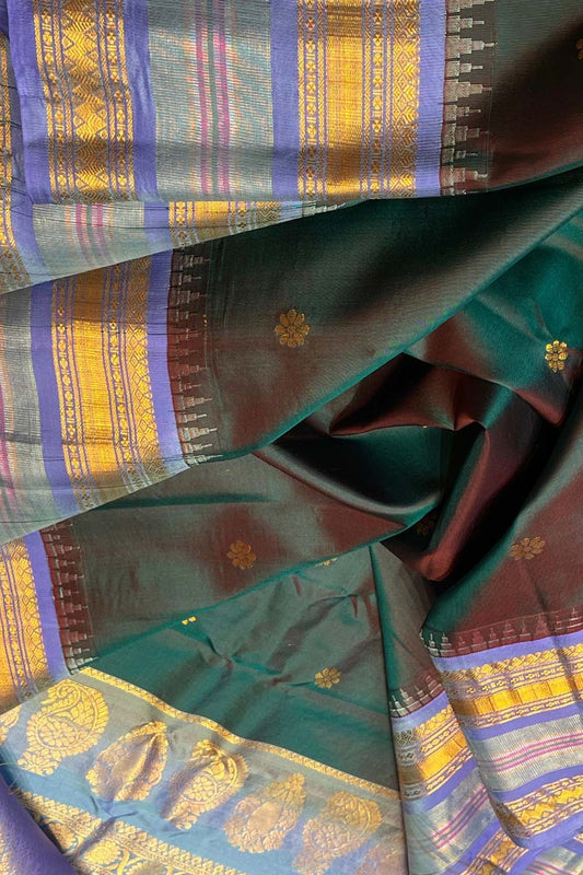Green Gadwal Handloom Pure Silk Saree - Luxurion World