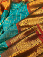 Blue Gadwal Handloom Pure Silk Saree - Luxurion World