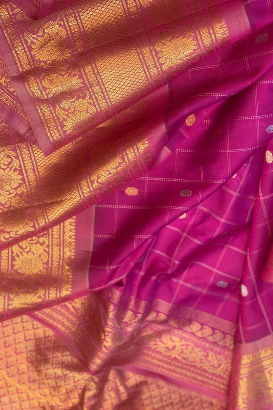 Pink Gadwal Handloom Pure Silk Saree - Luxurion World