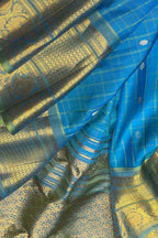 Blue Gadwal Handloom Pure Silk Saree - Luxurion World