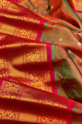 Green Gadwal Handloom Pure Silk Saree - Luxurion World