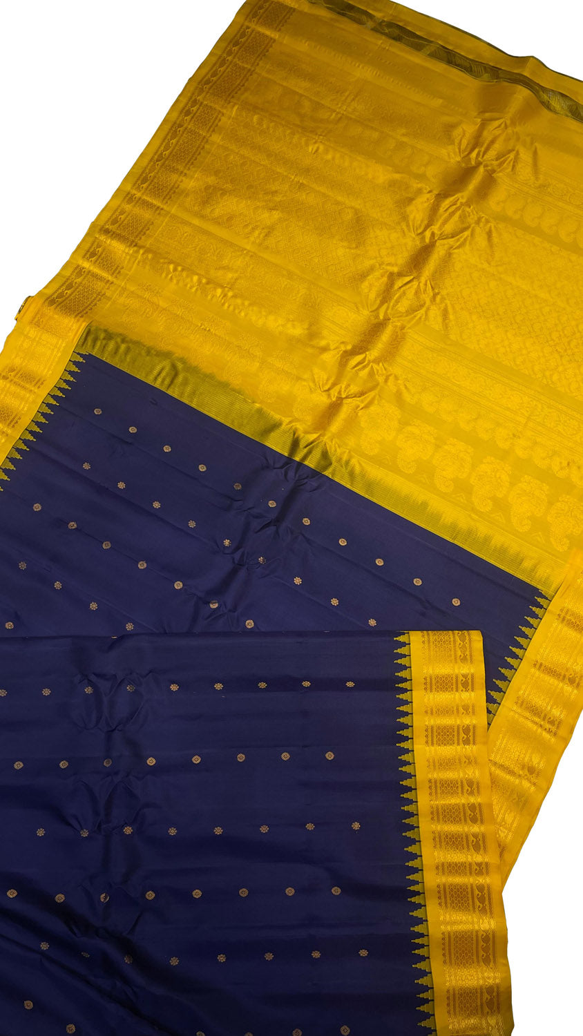 Blue Gadwal Handloom Pure Silk Saree - Luxurion World