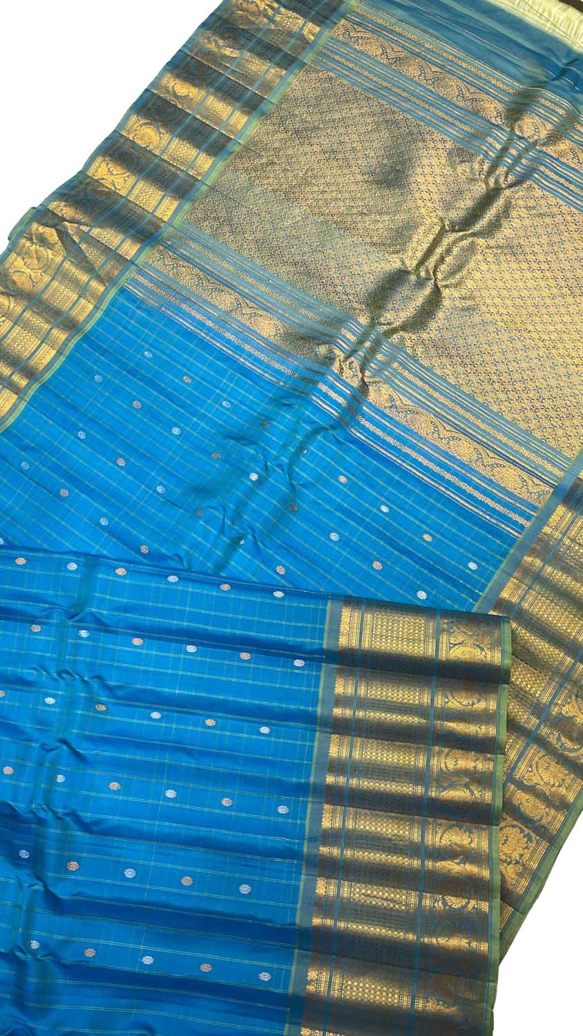 Exquisite Blue Gadwal Handloom Silk Saree: A Timeless Elegance - Luxurion World