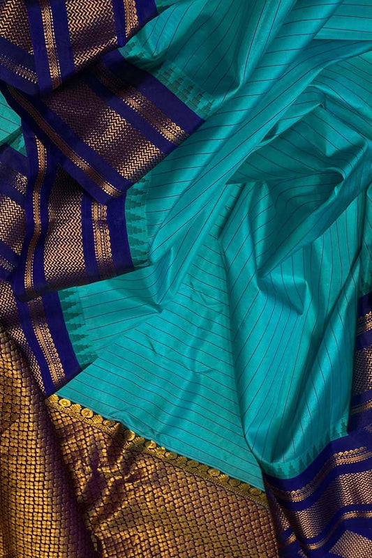 Blue Gadwal Handloom Pure Silk Saree