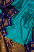 Blue Gadwal Handloom Pure Silk Saree - Luxurion World