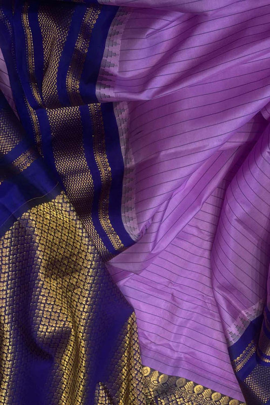 Purple Gadwal Handloom Pure Silk Saree - Luxurion World