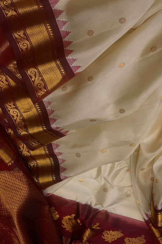 Pastel Gadwal Handloom Pure Silk Saree - Luxurion World