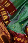 Green Gadwal Handloom Pure Silk Saree - Luxurion World