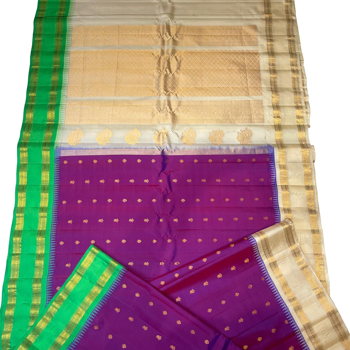 Elegant Purple Gadwal Handloom Pure Silk Saree: A Timeless Classic - Luxurion World