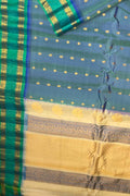 Exquisite Blue Gadwal Handloom Pure Silk Saree: Timeless Elegance - Luxurion World