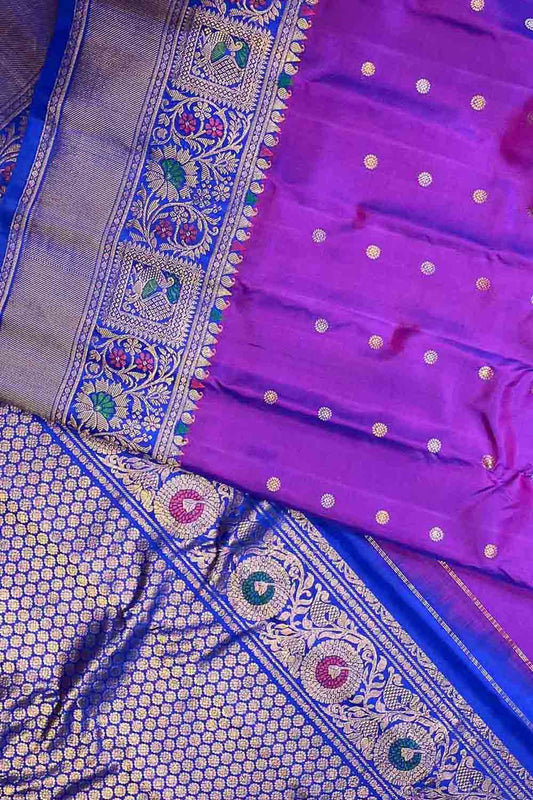 Exquisite Purple Gadwal Handloom Pure Silk Saree: A Timeless Elegance - Luxurion World