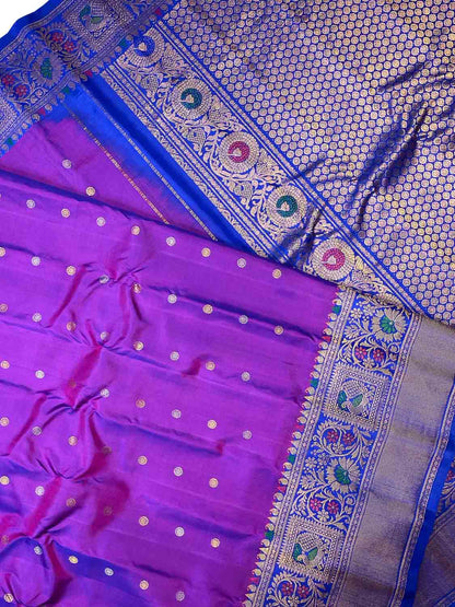 Exquisite Purple Gadwal Handloom Pure Silk Saree: A Timeless Elegance - Luxurion World
