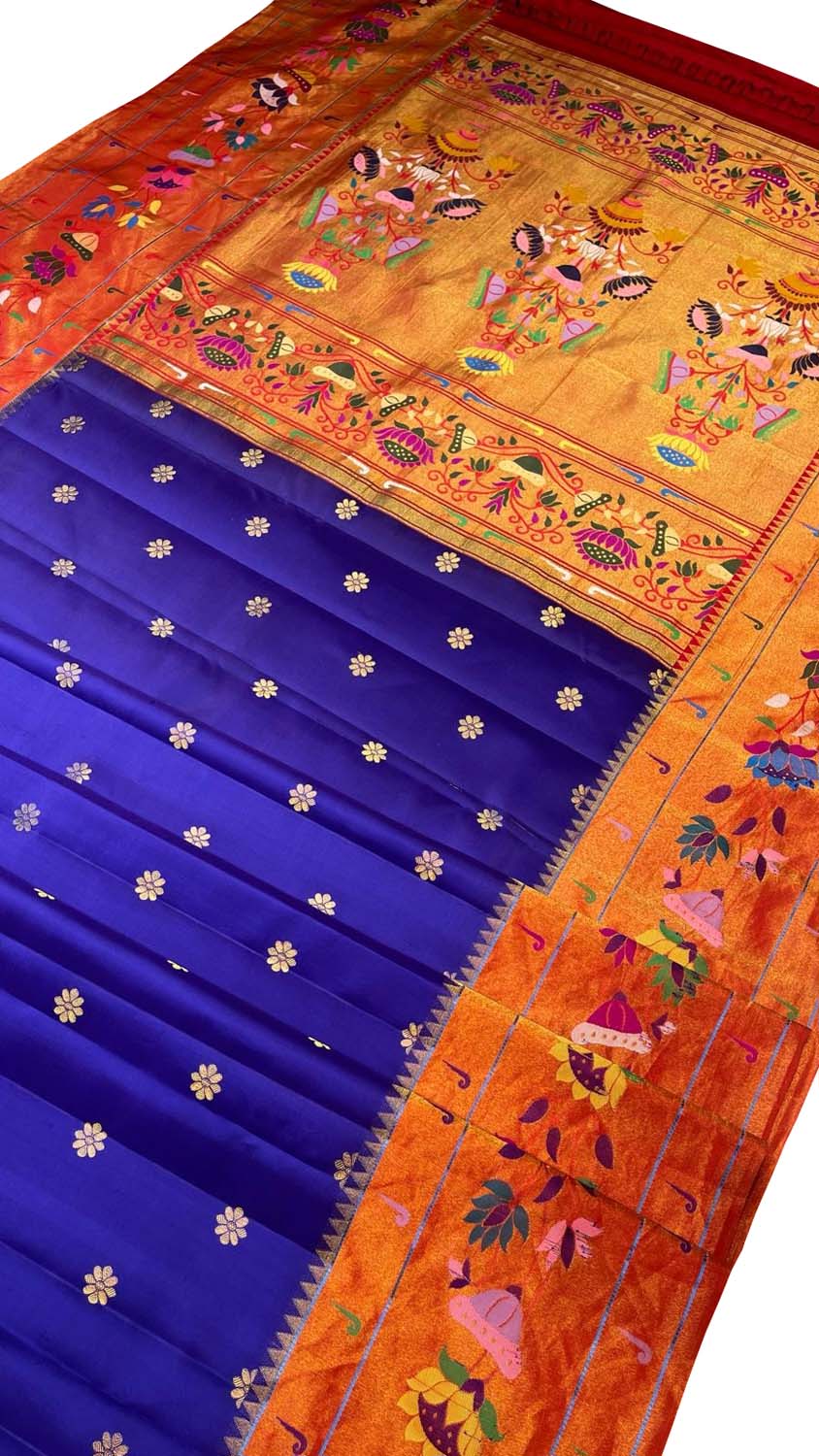 Exquisite Blue Gadwal Paithani Handloom Silk Saree: A Timeless Masterpiece - Luxurion World