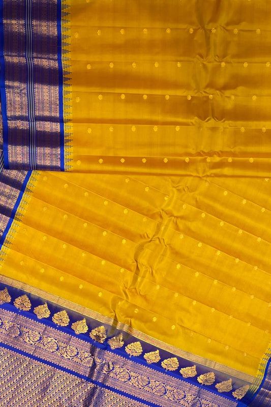 Exquisite Yellow Gadwal Handloom Pure Silk Saree: Timeless Elegance - Luxurion World