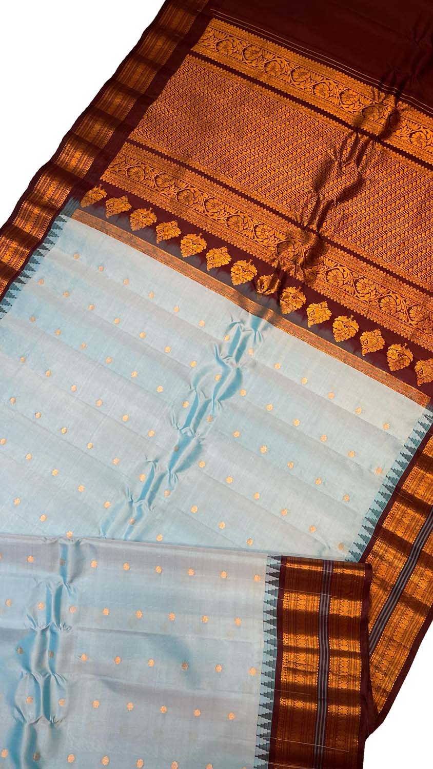 Exquisite Blue Gadwal Handloom Pure Silk Saree: A Timeless Elegance - Luxurion World