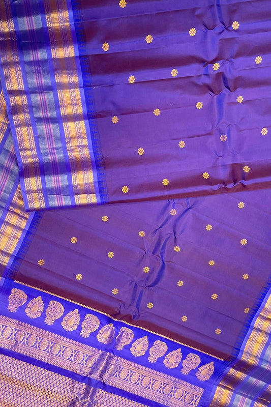 Elegant Purple Gadwal Handloom Pure Silk Saree: A Timeless Classic - Luxurion World