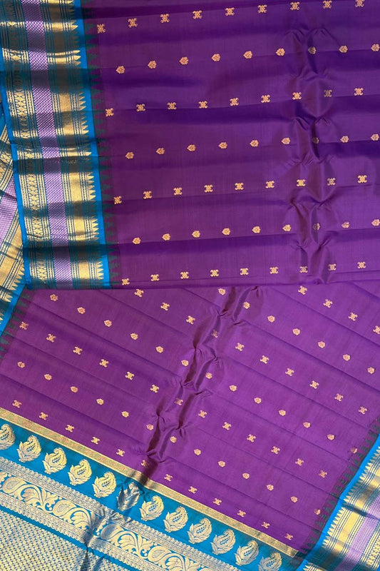 Exquisite Purple Gadwal Handloom Pure Silk Saree: A Timeless Elegance