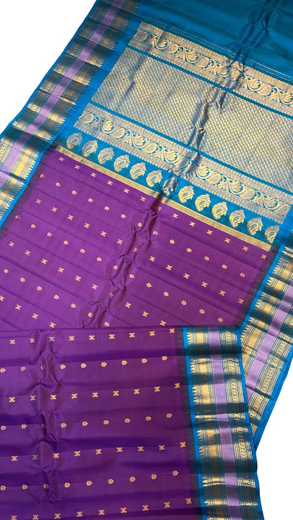 Exquisite Purple Gadwal Handloom Pure Silk Saree: A Timeless Elegance - Luxurion World
