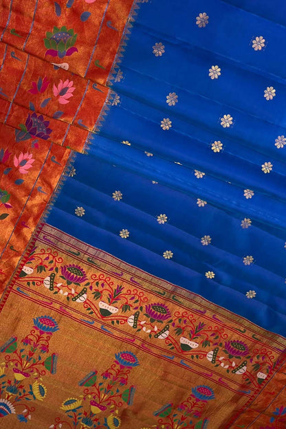 Exquisite Blue Gadwal Handloom Pure Silk Saree - Luxurion World