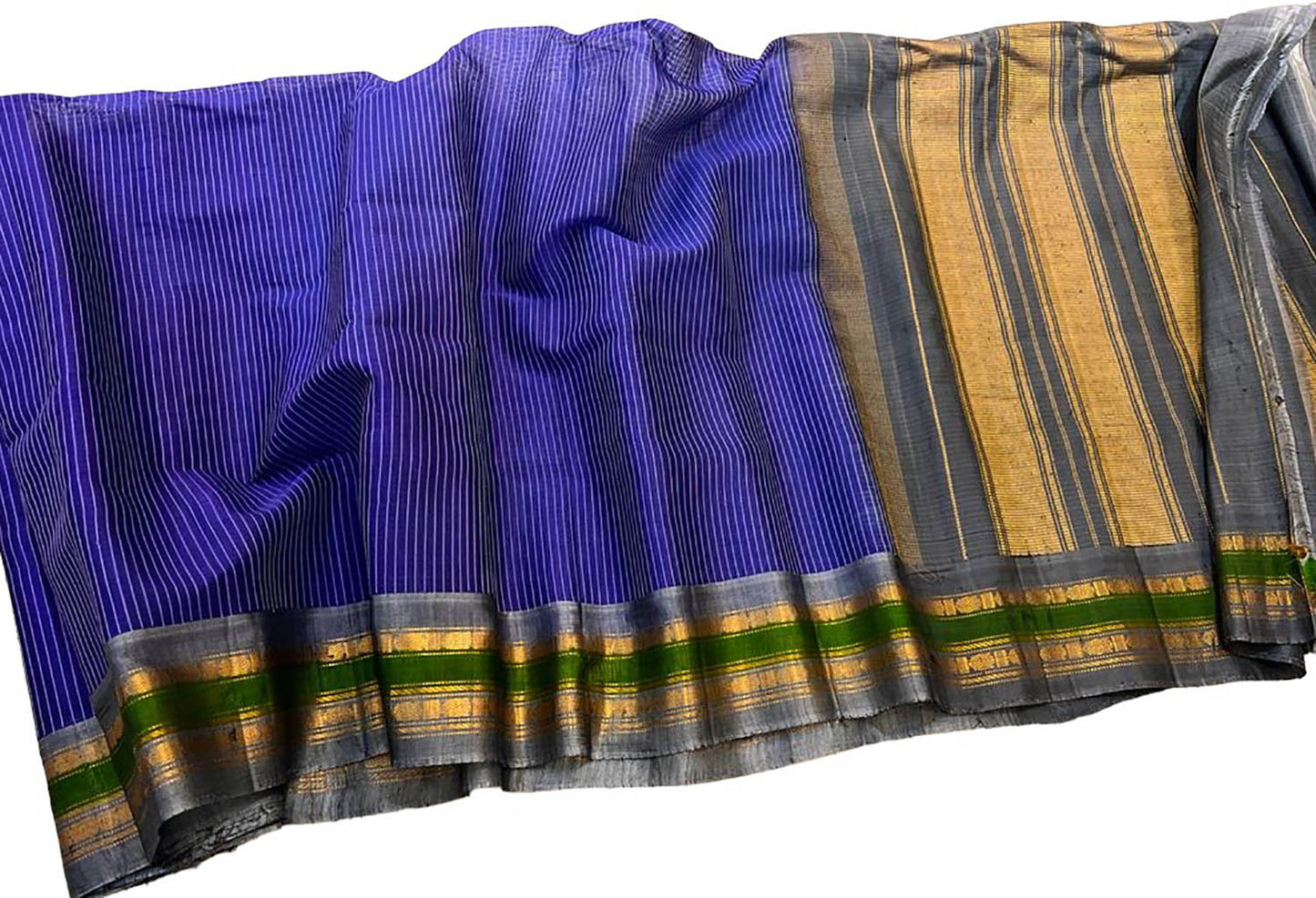 Blue Gadwal Handloom Sico Saree ( Silk Cotton ) - Luxurion World