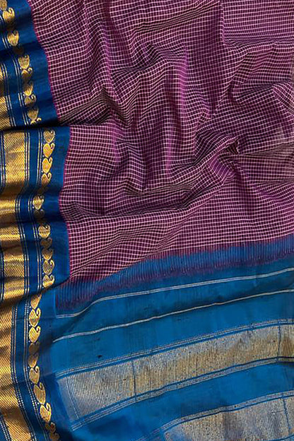 Purple Gadwal Handloom Sico Saree ( Silk Cotton ) - Luxurion World