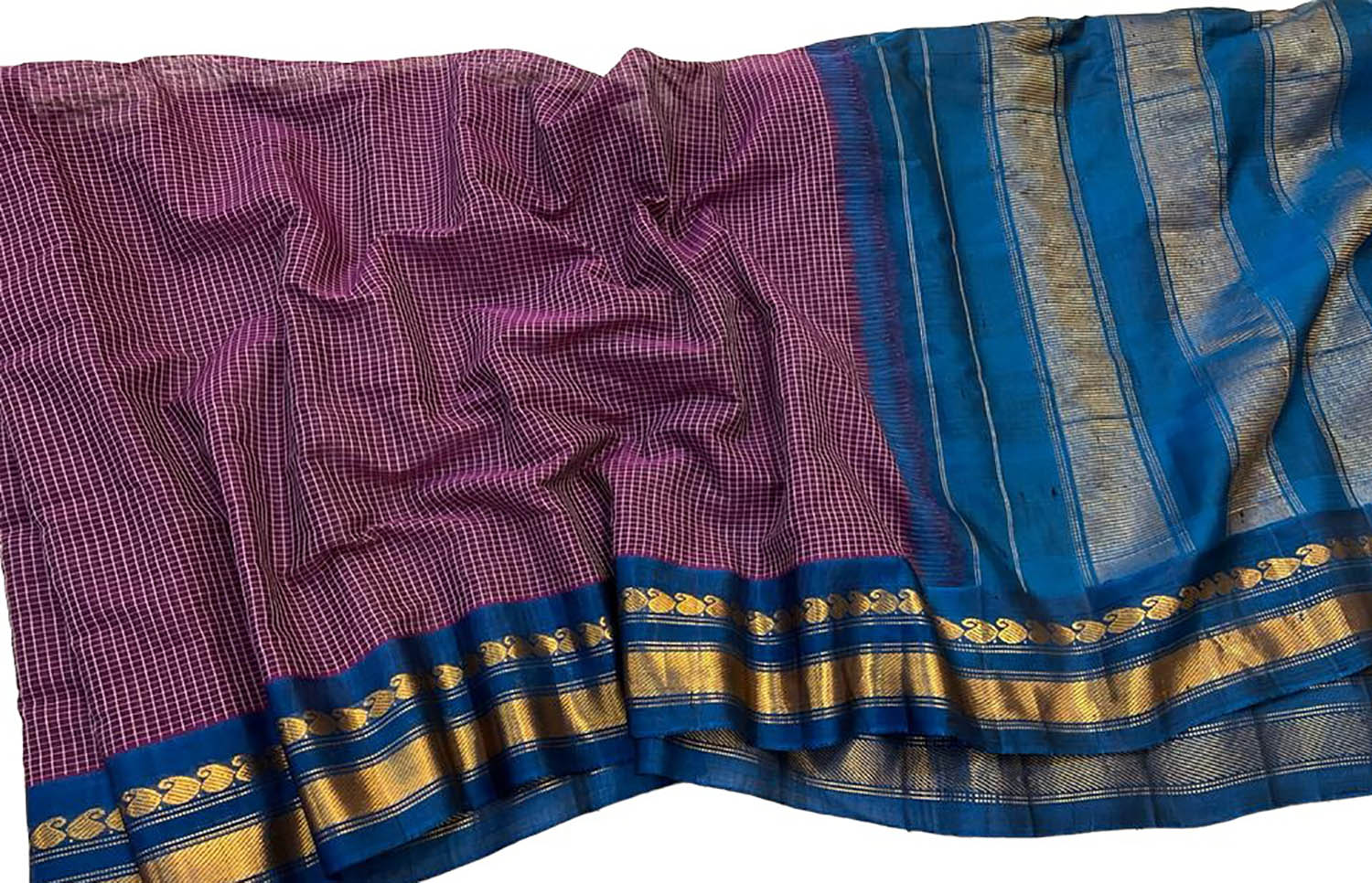 Purple Gadwal Handloom Sico Saree ( Silk Cotton ) - Luxurion World