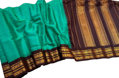 Blue Gadwal Handloom Sico Saree ( Silk Cotton ) - Luxurion World