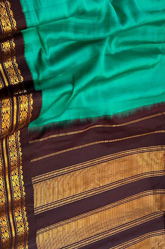 Blue Gadwal Handloom Sico Saree ( Silk Cotton ) - Luxurion World