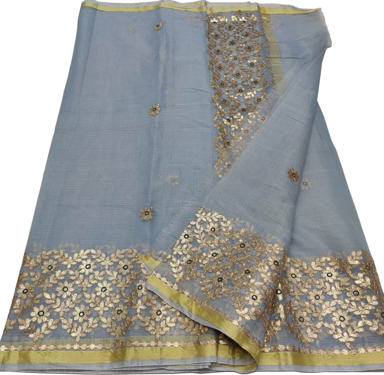 Grey Gota Patti Work Kota Doria Saree - Luxurion World
