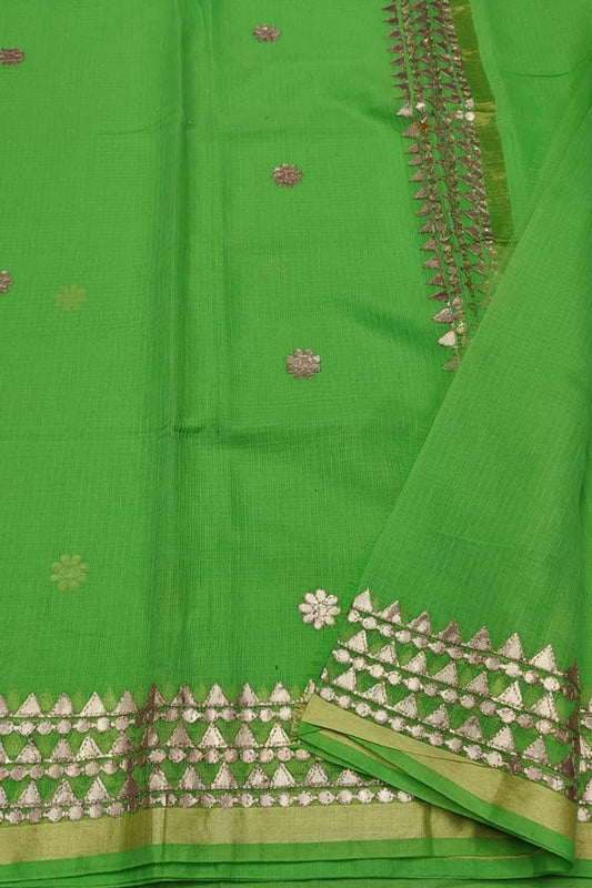 Green Gota Patti Work Kota Doria Saree - Luxurion World