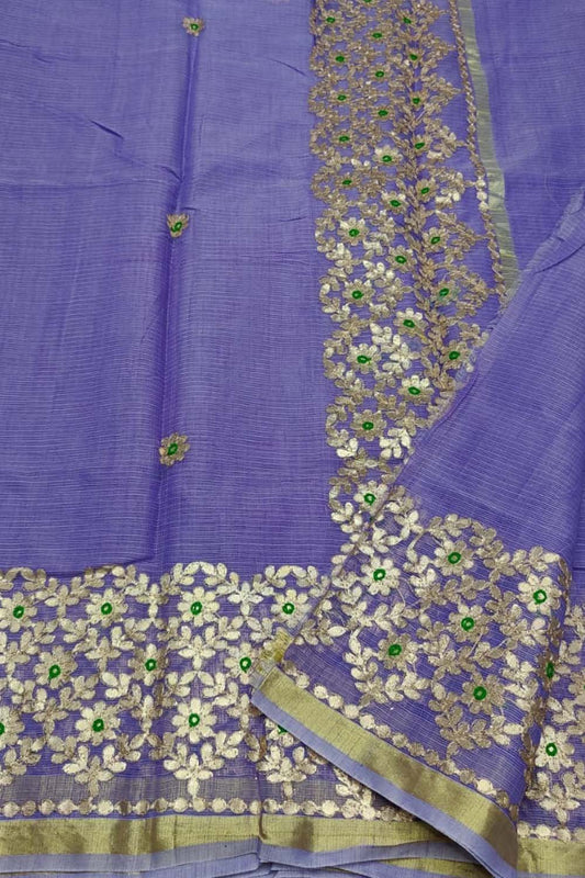 Purple Gota Patti Work Kota Doria Saree - Luxurion World