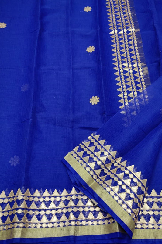 Blue Gota Patti Work Kota Doria Saree - Luxurion World
