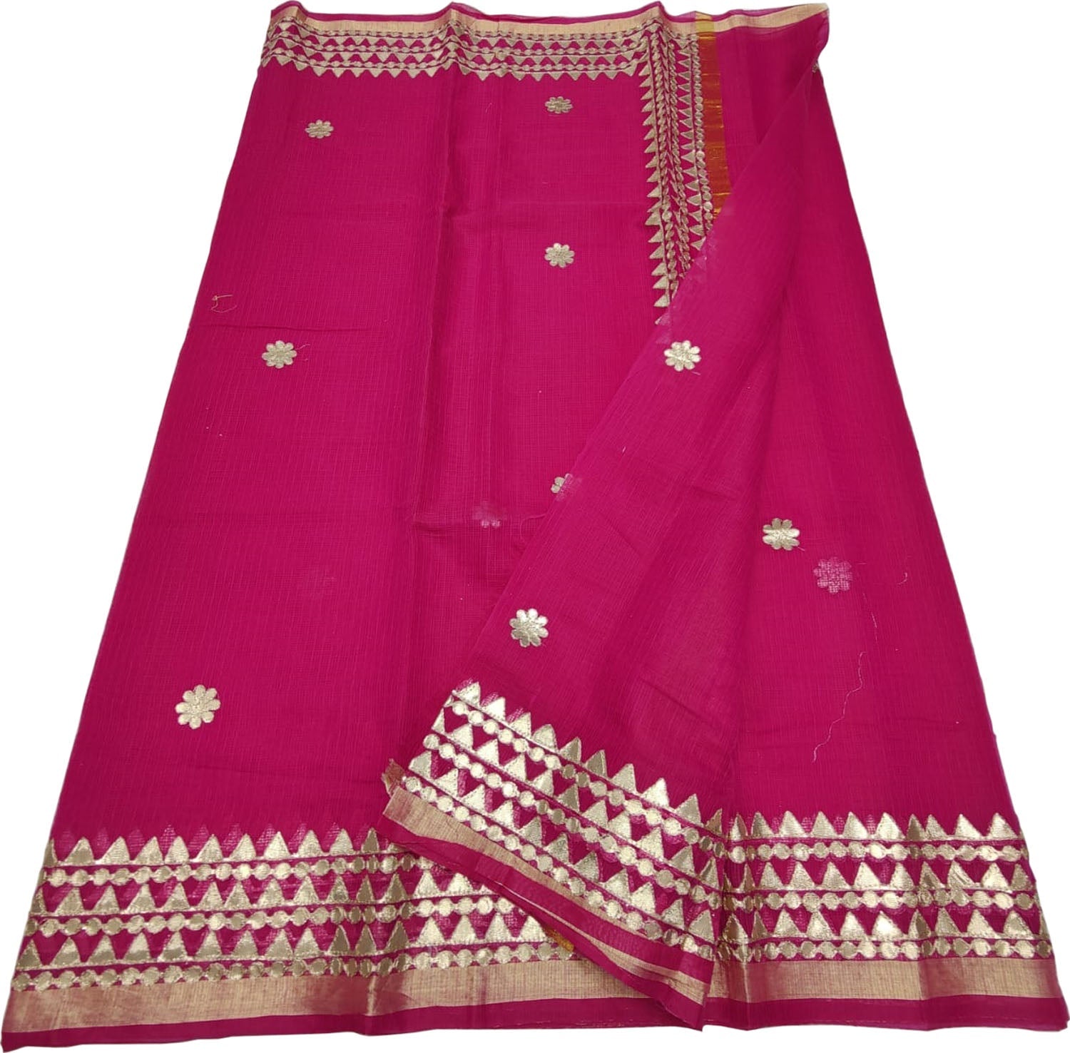 Pink Gota Patti Work Kota Doria Saree - Luxurion World