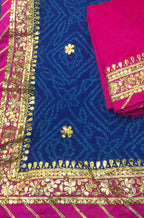 Blue And Pink Gota Patti Georgette Saree - Luxurion World