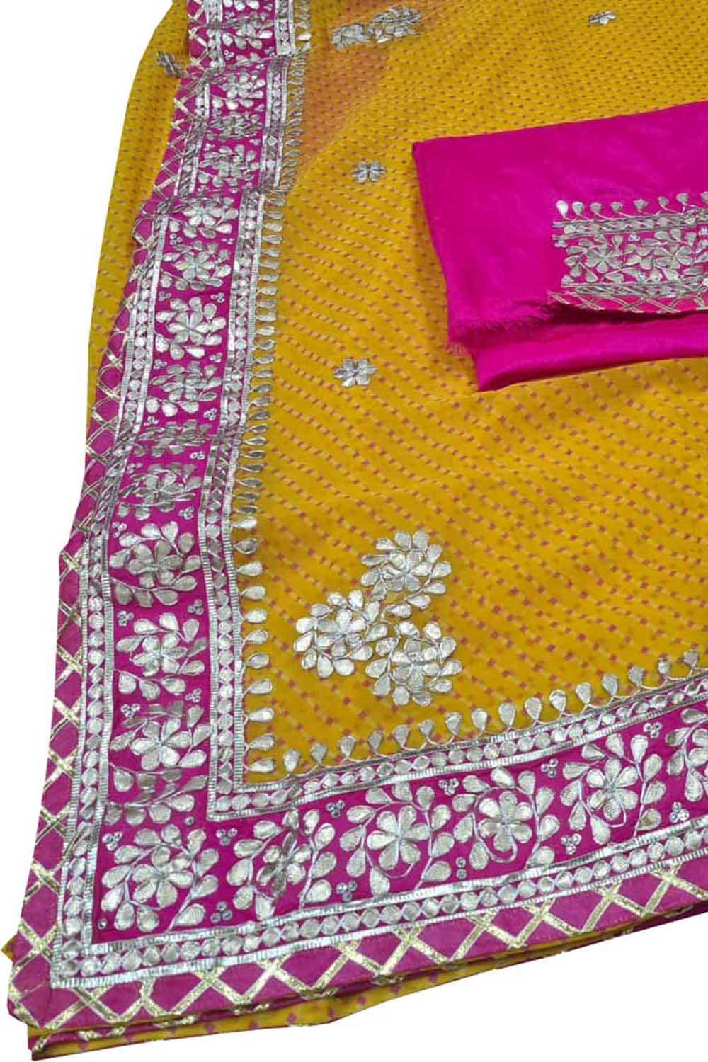 Stunning Yellow and Pink Gota Patti Georgette Saree for a Chic Look - Luxurion World
