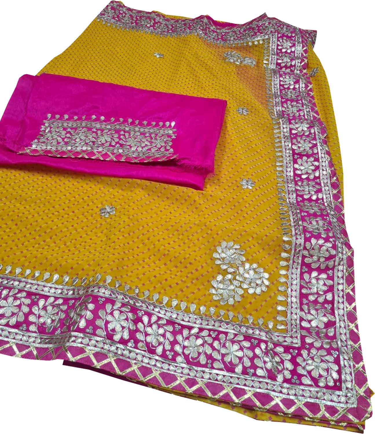 Stunning Yellow and Pink Gota Patti Georgette Saree for a Chic Look - Luxurion World