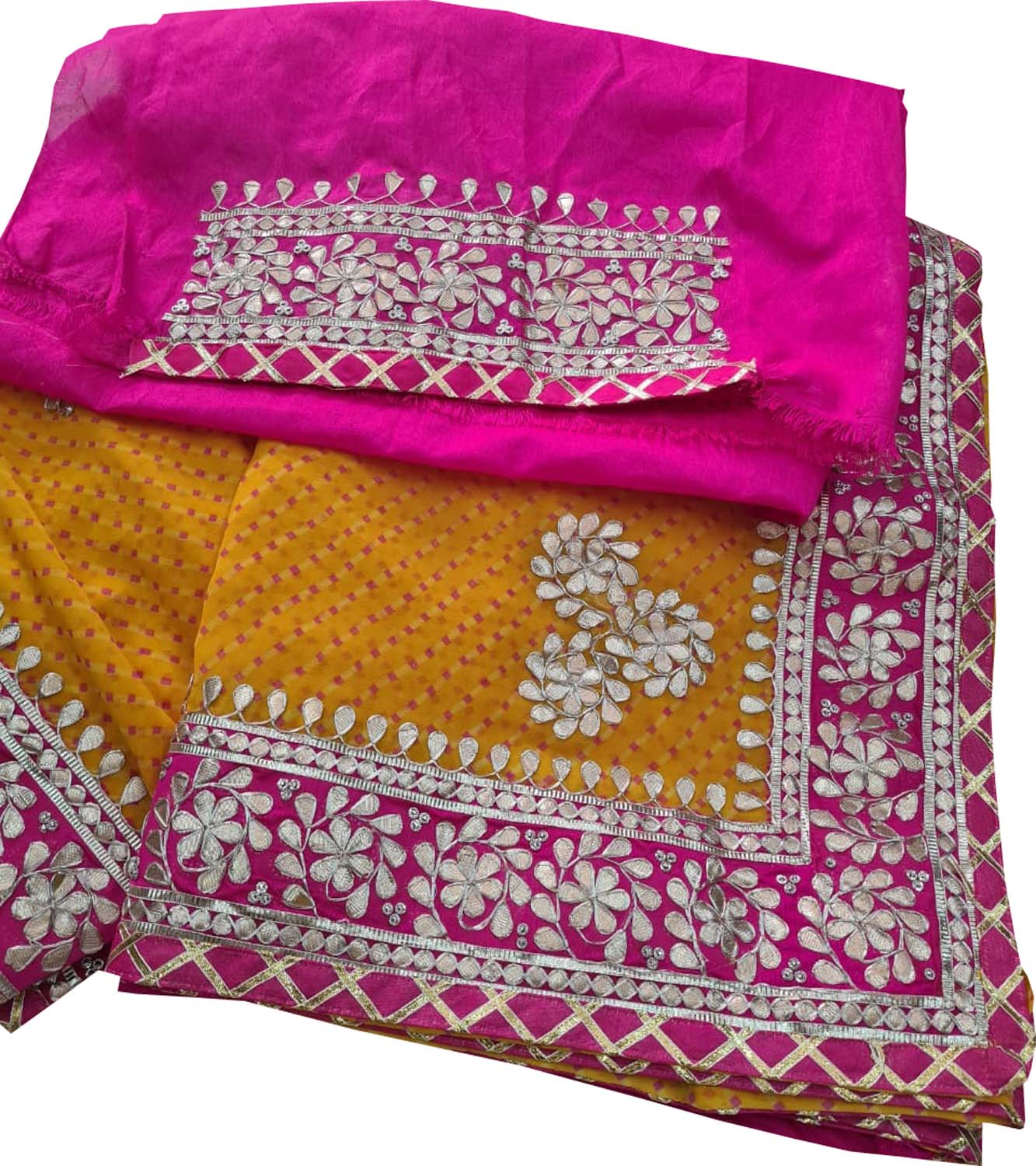 Stunning Yellow and Pink Gota Patti Georgette Saree for a Chic Look - Luxurion World