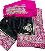 Stunning Black and Pink Gota Patti Georgette Saree - Perfect for Any Occasion! - Luxurion World