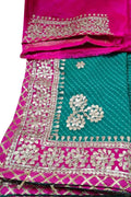 Stunning Green and Pink Gota Patti Georgette Saree for Elegant Occasions - Luxurion World