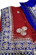 Stunning Red and Blue Gota Patti Georgette Saree for Elegant Occasions - Luxurion World