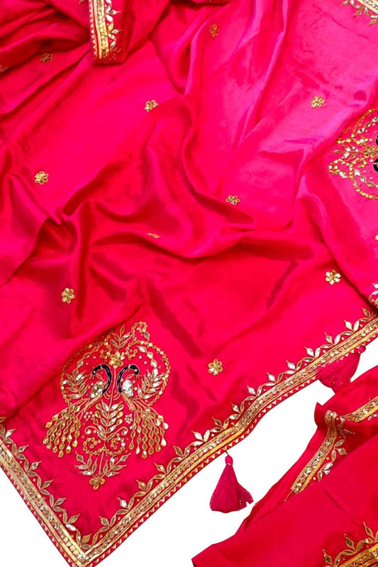 Pink Gota Patti Uppada Silk Shaded Saree - Luxurion World