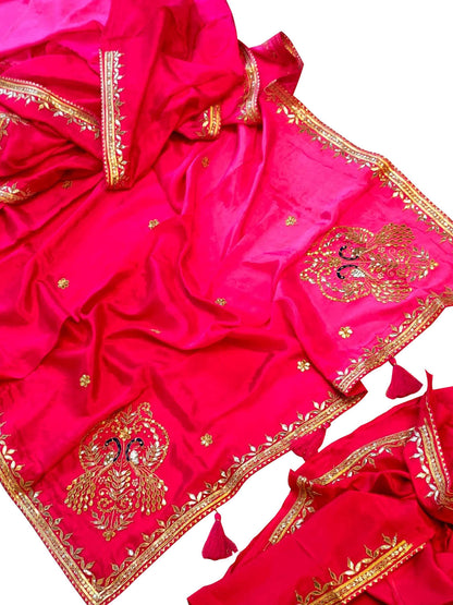 Pink Gota Patti Uppada Silk Shaded Saree - Luxurion World