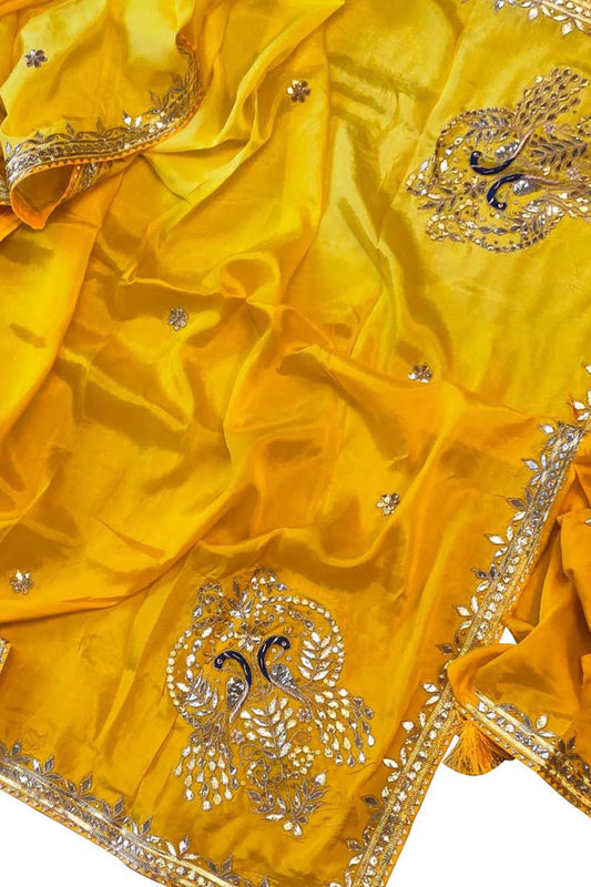 Yellow Gota Patti Uppada Silk Shaded Saree