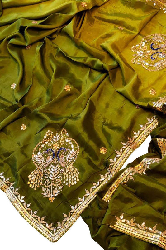 Green Gota Patti Uppada Silk Shaded Saree - Luxurion World