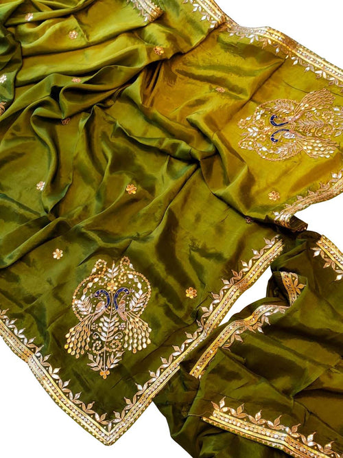 Green Gota Patti Uppada Silk Shaded Saree - Luxurion World