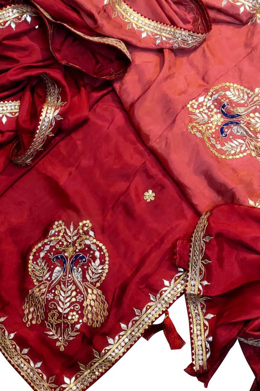 Red Gota Patti Uppada Silk Shaded Saree