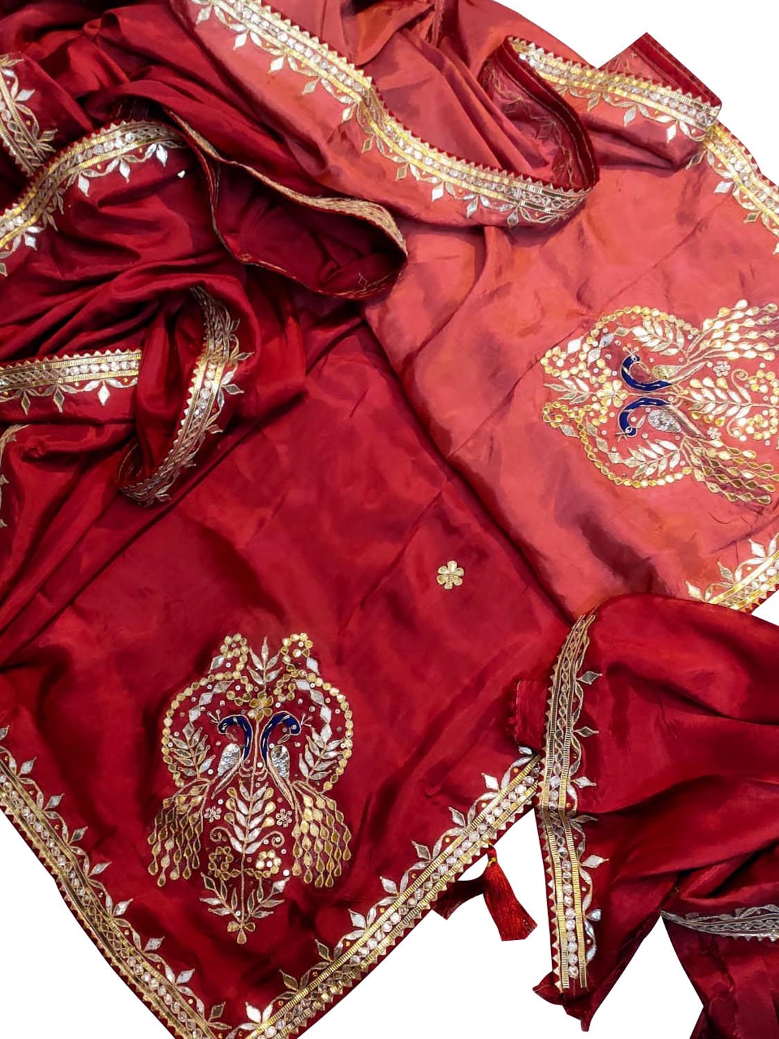 Red Gota Patti Uppada Silk Shaded Saree - Luxurion World