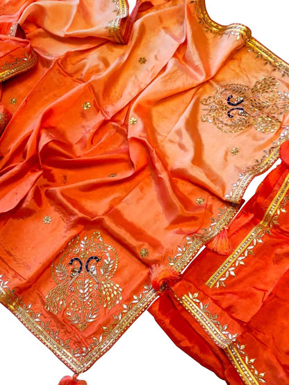 Orange Gota Patti Uppada Silk Shaded Saree - Luxurion World