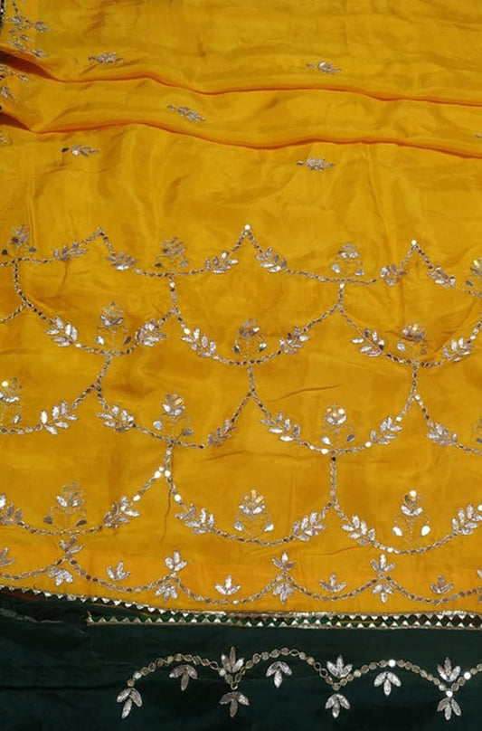 Yellow Hand Gota Patti Uppada Silk Saree - Luxurion World